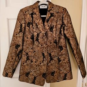 PER SE By CARLISLE Copper Jacquard Jacket with Crystal Buttons, size 8